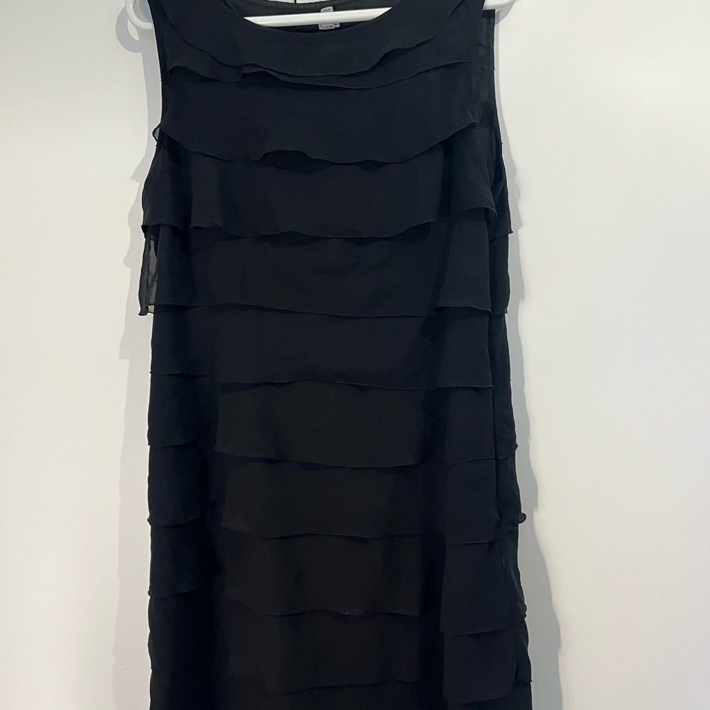 Point Zero Black Tiered Ruffled Midi Dress